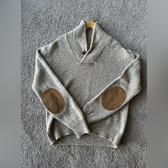 VTG 80s 90s American Eagle Wool Sweater XL Elbow Patches Academia Preppy - Picture 1 of 9